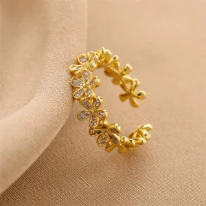 Flowers Rhinestones Ring κοσμηματα δαχτυλιδι