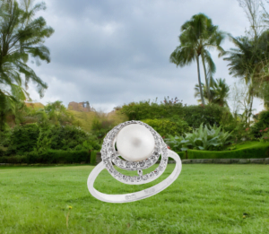 Perla Plata Anillo 