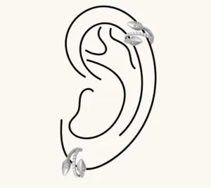 Clicker piercing κρικάκι μεντεσέ φίδι με zircon πέτρες από χειρουργικό ατσάλι σε ασημί