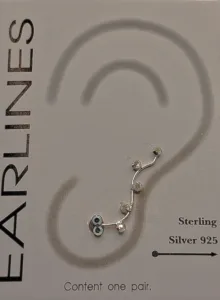 Iridescent Rhinestone Earline – Earline σκουλαρίκια από Ασήμι 925 με ιριδίζοντα rhinestones σε ασημί χρώμα