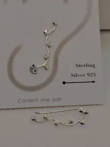 Iridescent Rhinestone Earline – Earline σκουλαρίκια από Ασήμι 925 με ιριδίζοντα rhinestones σε ασημί χρώμα