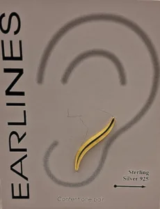 Thick Gold Bar earline - επίχρυσο σκουλαρίκι από Ασήμι 925, minimal gold bar design