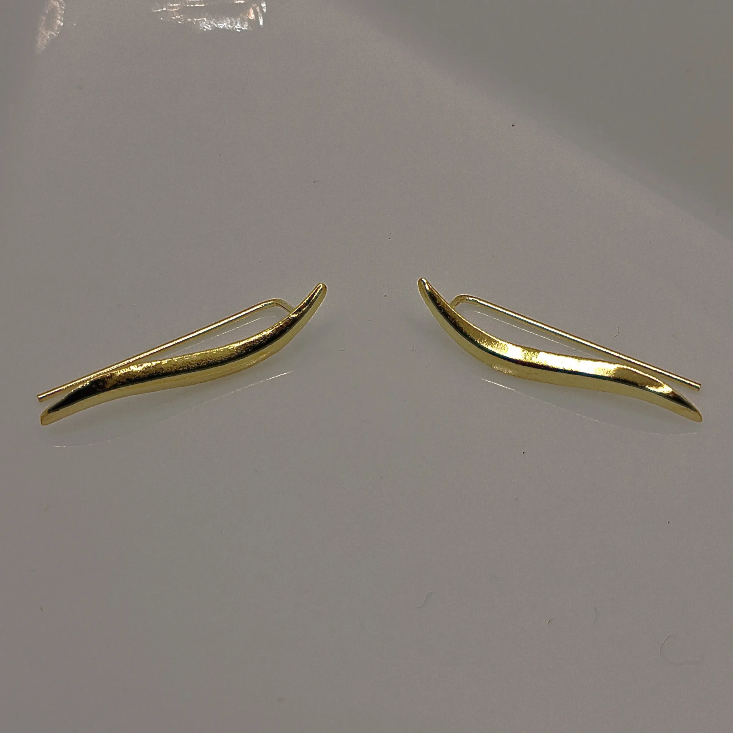 Thick Gold Bar earline - επίχρυσο σκουλαρίκι από Ασήμι 925, minimal gold bar design