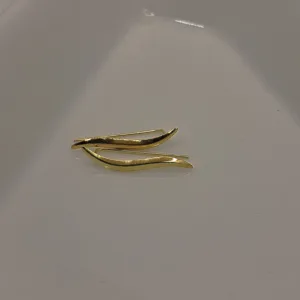 Thick Gold Bar earline - επίχρυσο σκουλαρίκι από Ασήμι 925, minimal gold bar design