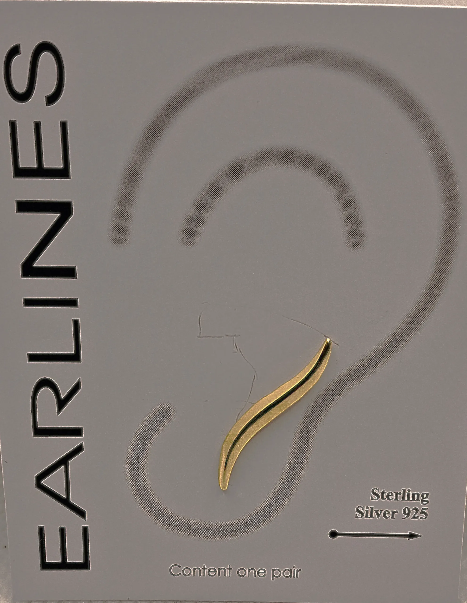 Thick Gold Bar earline - επίχρυσο σκουλαρίκι από Ασήμι 925, minimal gold bar design